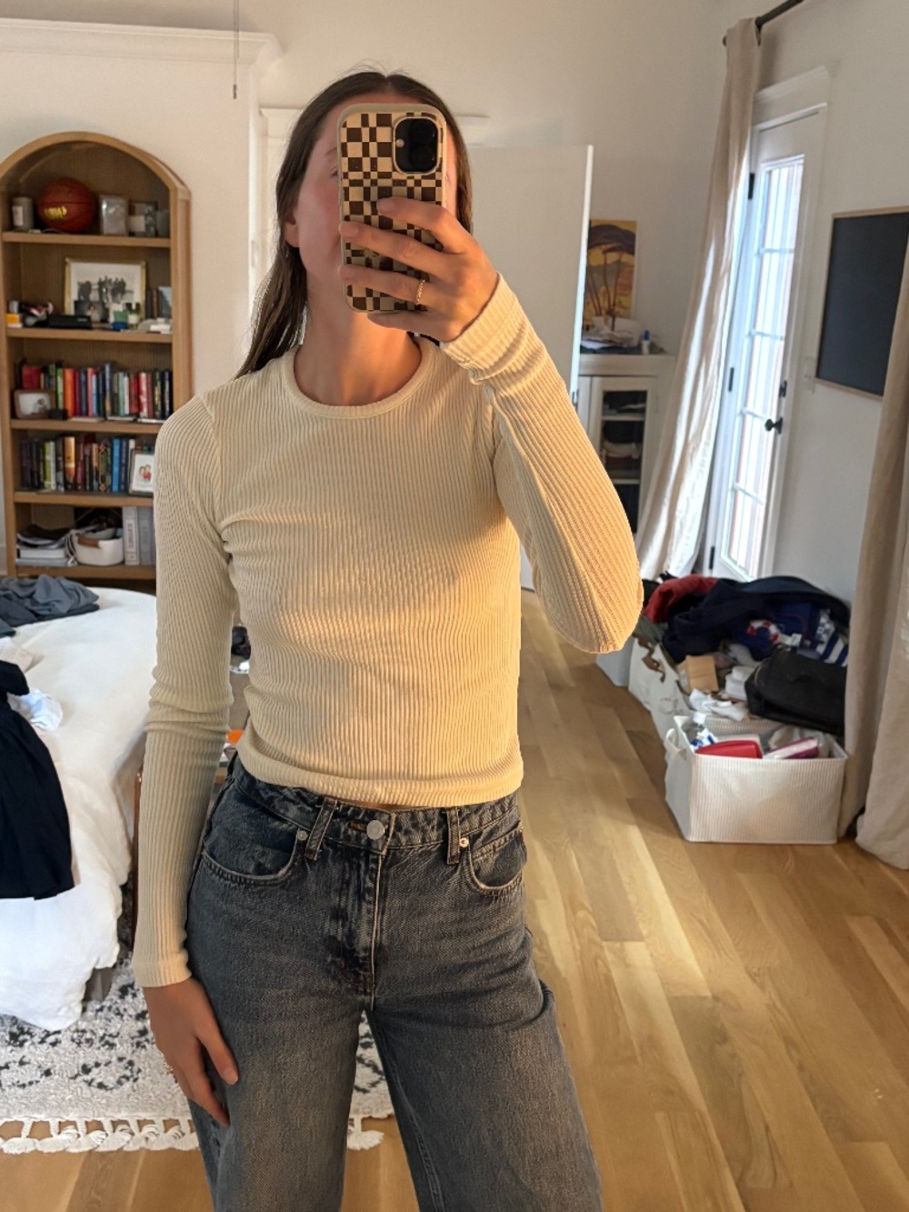 Agolde LS ribbed cream top